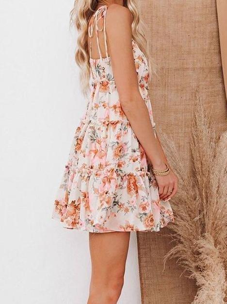 Sling Temperament LayerLayer Floral Printed Chiffon Dress - Mini Dresses - INS | Online Fashion Free Shipping Clothing, Dresses, Tops, Shoes - 21/04/2021 - 2104V3 - Category_Mini Dresses