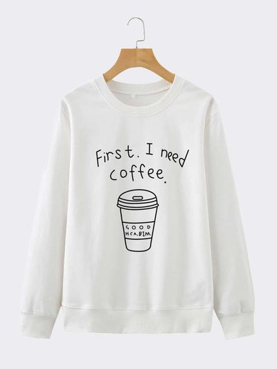 Slogan & Cartoon Graphic Sweatshirt - INS | Online Fashion Free Shipping Clothing, Dresses, Tops, Shoes