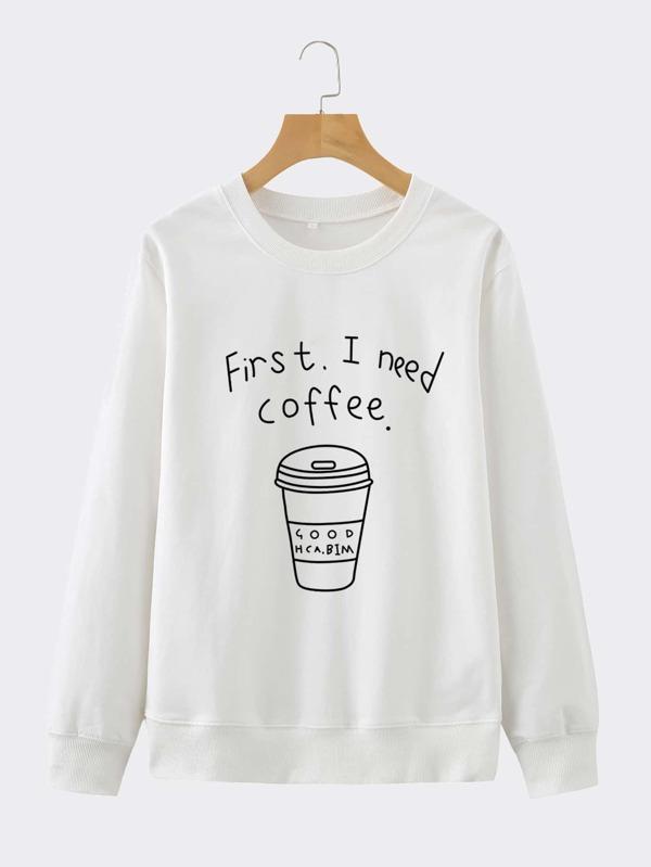 Slogan & Cartoon Graphic Sweatshirt - INS | Online Fashion Free Shipping Clothing, Dresses, Tops, Shoes