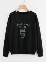 Slogan & Cartoon Graphic Sweatshirt - INS | Online Fashion Free Shipping Clothing, Dresses, Tops, Shoes