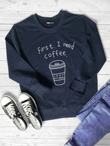 Slogan & Cartoon Graphic Sweatshirt - INS | Online Fashion Free Shipping Clothing, Dresses, Tops, Shoes