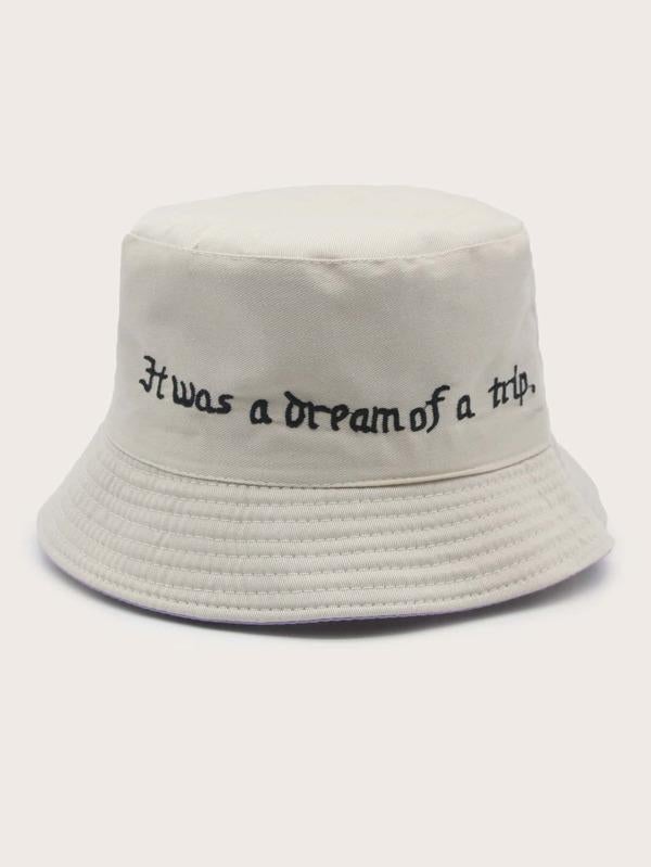 Slogan Embroidery Bucket Hat - INS | Online Fashion Free Shipping Clothing, Dresses, Tops, Shoes