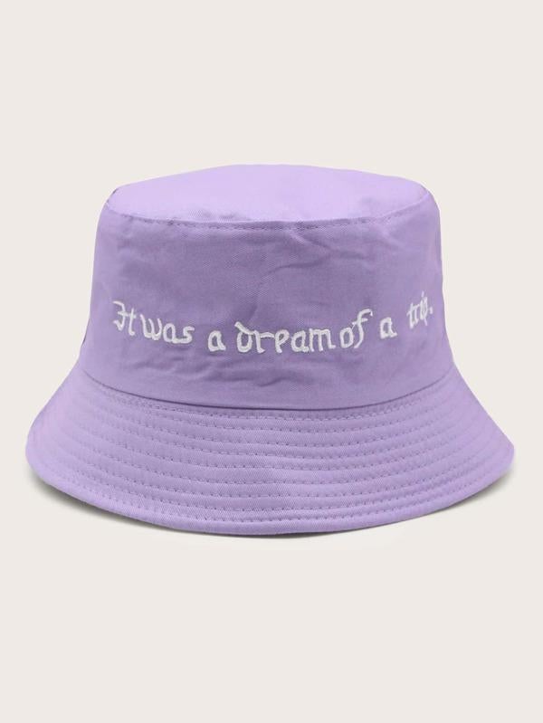 Slogan Embroidery Bucket Hat - INS | Online Fashion Free Shipping Clothing, Dresses, Tops, Shoes