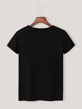 Slogan & Graphic Round Neck Tee - INS | Online Fashion Free Shipping Clothing, Dresses, Tops, Shoes