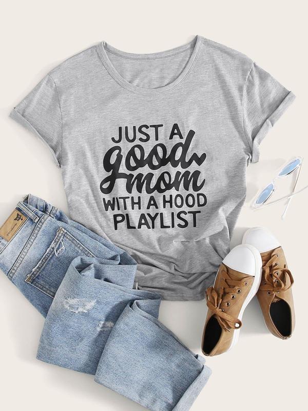 Slogan Graphic Short Sleeve Tee - INS | Online Fashion Free Shipping Clothing, Dresses, Tops, Shoes