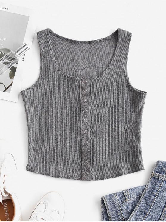 Snap Button Solid Ribbed Tank Top - INS | Online Fashion Free Shipping Clothing, Dresses, Tops, Shoes