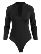 Snap Crotch Half Zip Raglan Sleeve Bodysuit - INS | Online Fashion Free Shipping Clothing, Dresses, Tops, Shoes