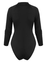 Snap Crotch Half Zip Raglan Sleeve Bodysuit - INS | Online Fashion Free Shipping Clothing, Dresses, Tops, Shoes