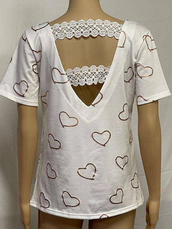 Soft Solid Color V-neck Short Sleeve Top - T-Shirts - INS | Online Fashion Free Shipping Clothing, Dresses, Tops, Shoes - 31/05/2021 - Color_White - LXQ