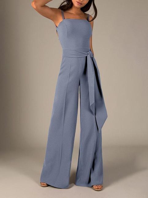 Solid All-match Hollow Open Back Sling Jumpsuit - Jumpsuits & Rompers - INS | Online Fashion Free Shipping Clothing, Dresses, Tops, Shoes - 01/07/2021 - 30-40 - Bottoms