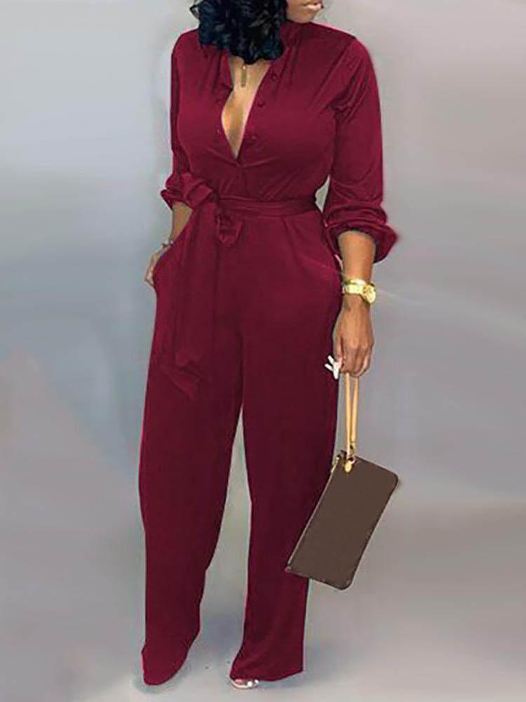 Solid Buttoned Pocket Casual Jumpsuit - Jumpsuits & Rompers - INS | Online Fashion Free Shipping Clothing, Dresses, Tops, Shoes - 29/04/2021 - Color_Black - Color_Blue