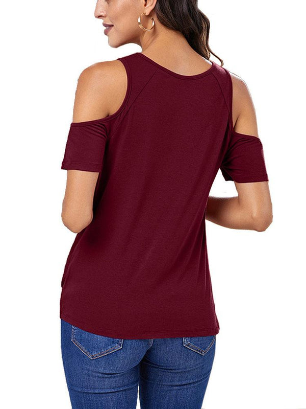 Solid Cold Drop Shoulder Twist Hem Tee - T-Shirts - INS | Online Fashion Free Shipping Clothing, Dresses, Tops, Shoes - 21/04/2021 - BLO210421227 - Catagory_T-Shirts