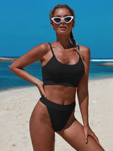 Solid Color Large Size High Waist Split Triangle Bikini - Bikinis - INS | Online Fashion Free Shipping Clothing, Dresses, Tops, Shoes - 05/05/2021 - BIK210505188 - Category_Bikinis