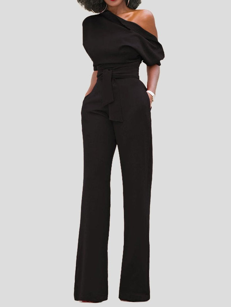 Solid Color One Shoulder Short Sleeve Jumpsuit - Jumpsuits & Rompers - Instastyled | Online Fashion Free Shipping Clothing, Dresses, Tops, Shoes - 24/05/2021 - 30-40 - BESTSELLERS211124