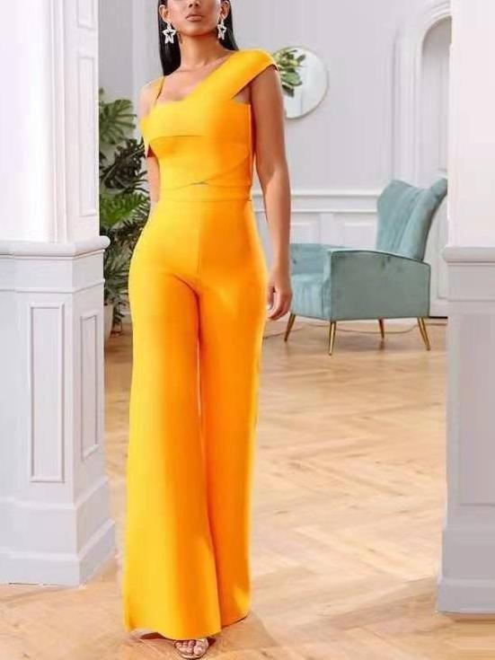 Solid Color Sling Wide Leg Jumpsuit - Jumpsuits - INS | Online Fashion Free Shipping Clothing, Dresses, Tops, Shoes - 24/05/2021 - Color_Yellow - JUM210524173