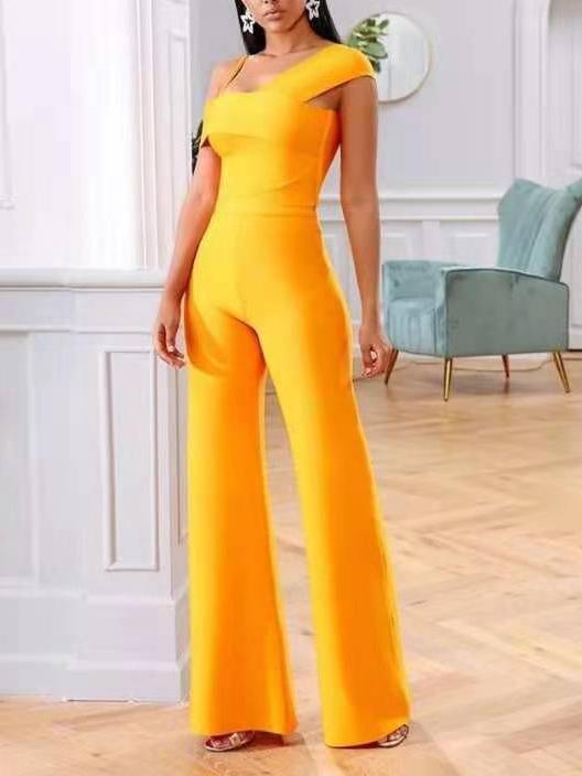Solid Color Sling Wide Leg Jumpsuit - Jumpsuits - INS | Online Fashion Free Shipping Clothing, Dresses, Tops, Shoes - 24/05/2021 - Color_Yellow - JUM210524173
