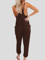 Solid Color V-neck Suspender Jumpsuit - Jumpsuits - INS | Online Fashion Free Shipping Clothing, Dresses, Tops, Shoes - 11/06/2021 - Bottoms - Color_Black