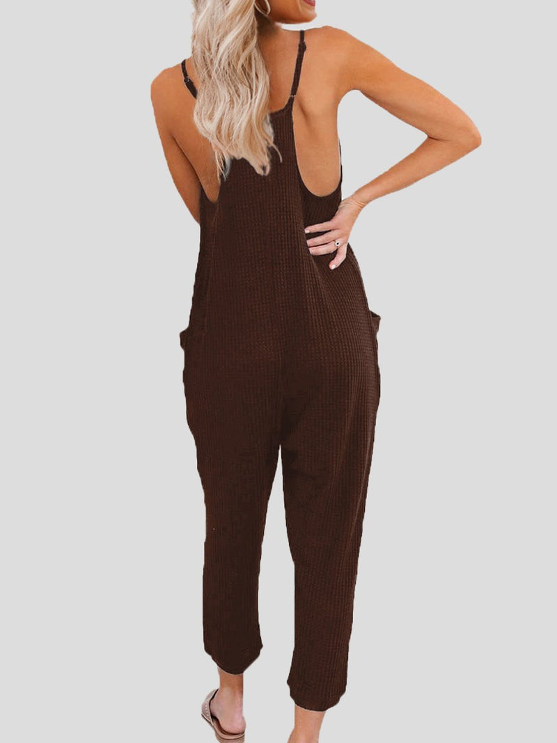 Solid Color V-neck Suspender Jumpsuit - Jumpsuits - INS | Online Fashion Free Shipping Clothing, Dresses, Tops, Shoes - 11/06/2021 - Bottoms - Color_Black