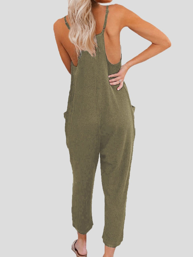 Solid Color V-neck Suspender Jumpsuit - Jumpsuits - INS | Online Fashion Free Shipping Clothing, Dresses, Tops, Shoes - 11/06/2021 - Bottoms - Color_Black