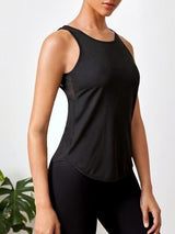 Solid Cut Out Criss Cross Back Sports Tee - Activewear - INS | Online Fashion Free Shipping Clothing, Dresses, Tops, Shoes - Activewear - Basic - Black