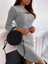 Solid Hollow Long Sleeve Tight Dress - Mini Dresses - INS | Online Fashion Free Shipping Clothing, Dresses, Tops, Shoes - 08/07/2021 - 20-30 - Category_Mini Dresses