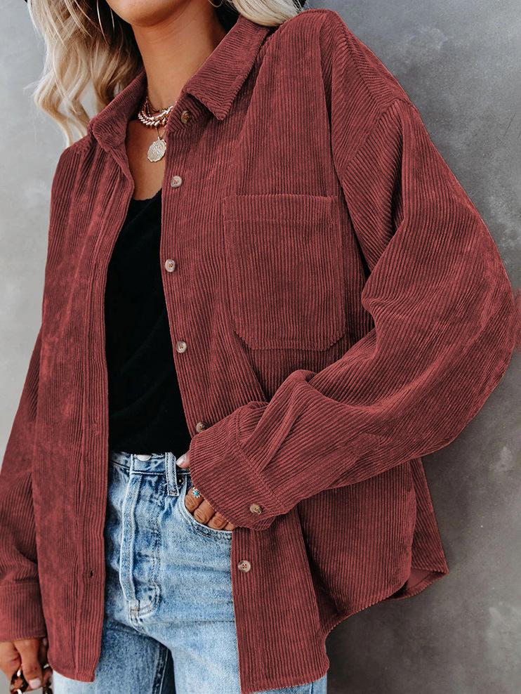 Solid Lapel Pit Strip Casual Jacket - Blouses - INS | Online Fashion Free Shipping Clothing, Dresses, Tops, Shoes - 07/07/2021 - 20-30 - BLO2107071172