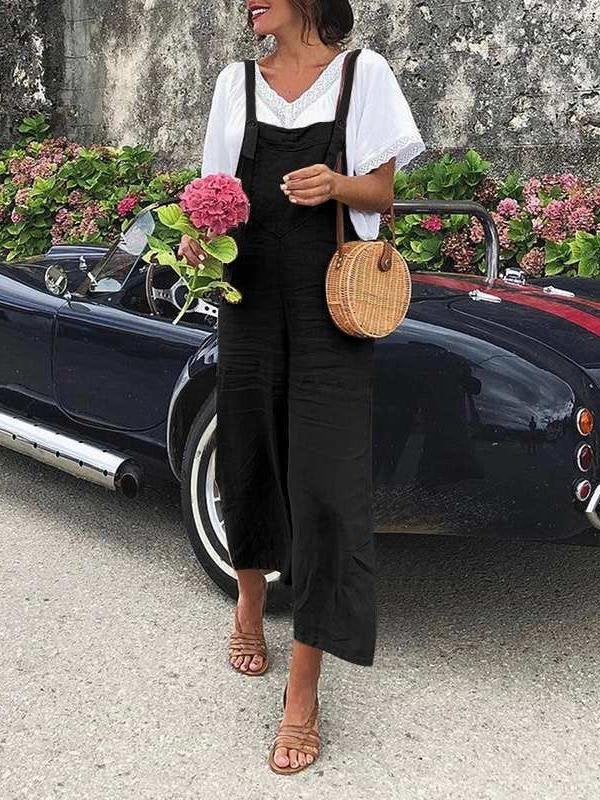 Solid Loose Straight-leg Casual Overalls - Jumpsuits & Rompers - INS | Online Fashion Free Shipping Clothing, Dresses, Tops, Shoes - 17/07/2021 - 20-30 - Bottoms