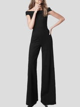 Solid One Line Collar Elegant Jumpsuit - Jumpsuits & Rompers - INS | Online Fashion Free Shipping Clothing, Dresses, Tops, Shoes - 01/07/2021 - 20-30 - Bottoms