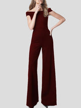 Solid One Line Collar Elegant Jumpsuit - Jumpsuits & Rompers - INS | Online Fashion Free Shipping Clothing, Dresses, Tops, Shoes - 01/07/2021 - 20-30 - Bottoms