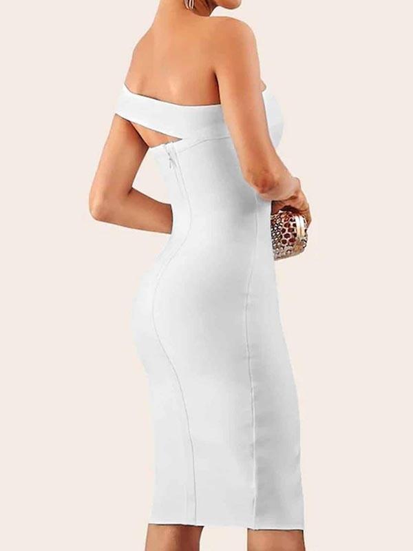 Solid One Shoulder Split Thigh Pencil Dress - Dresses - INS | Online Fashion Free Shipping Clothing, Dresses, Tops, Shoes - 02/05/2021 - Black - Bodycon Dresses