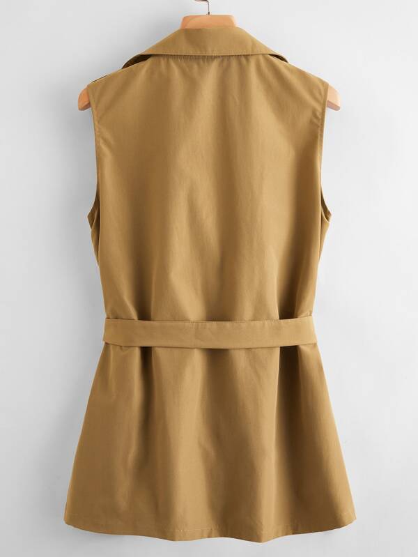 Solid Open Front Vest With Belt - INS | Online Fashion Free Shipping Clothing, Dresses, Tops, Shoes