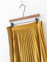 Solid Pleated Velvet Skirt - INS | Online Fashion Free Shipping Clothing, Dresses, Tops, Shoes