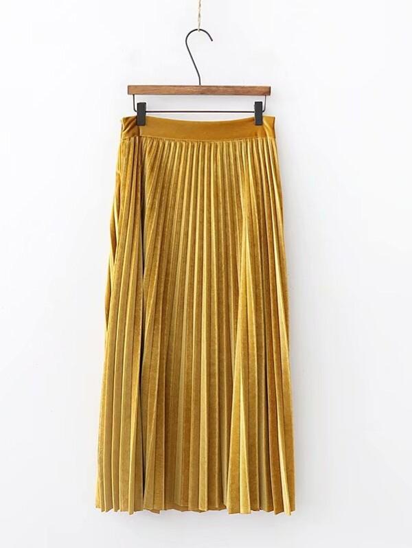 Solid Pleated Velvet Skirt - INS | Online Fashion Free Shipping Clothing, Dresses, Tops, Shoes