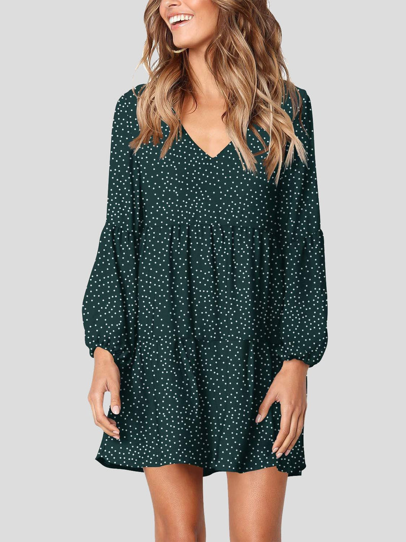 Solid Polka Dot Long Sleeve Dress - Mini Dresses - INS | Online Fashion Free Shipping Clothing, Dresses, Tops, Shoes - 19/07/2021 - 20-30 - color-black