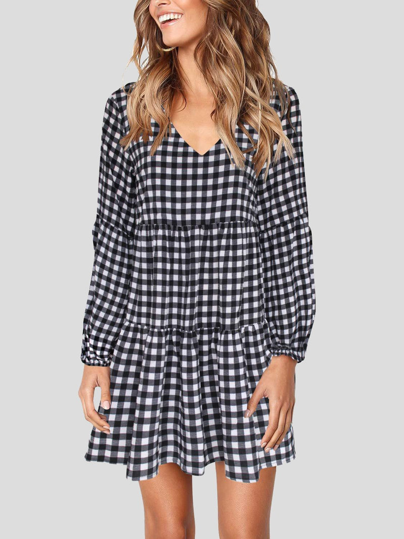 Solid Polka Dot Long Sleeve Dress - Mini Dresses - INS | Online Fashion Free Shipping Clothing, Dresses, Tops, Shoes - 19/07/2021 - 20-30 - color-black