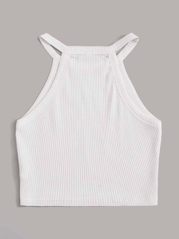 Solid Rib-Knit Halter Top - INS | Online Fashion Free Shipping Clothing, Dresses, Tops, Shoes