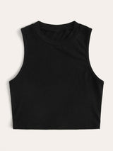 Solid Ribbed Cropped Tank Top - INS | Online Fashion Free Shipping Clothing, Dresses, Tops, Shoes