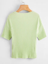 Solid Ribbed Knit Top - INS | Online Fashion Free Shipping Clothing, Dresses, Tops, Shoes