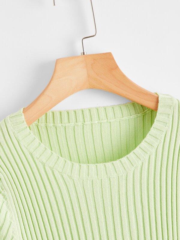 Solid Ribbed Knit Top - INS | Online Fashion Free Shipping Clothing, Dresses, Tops, Shoes