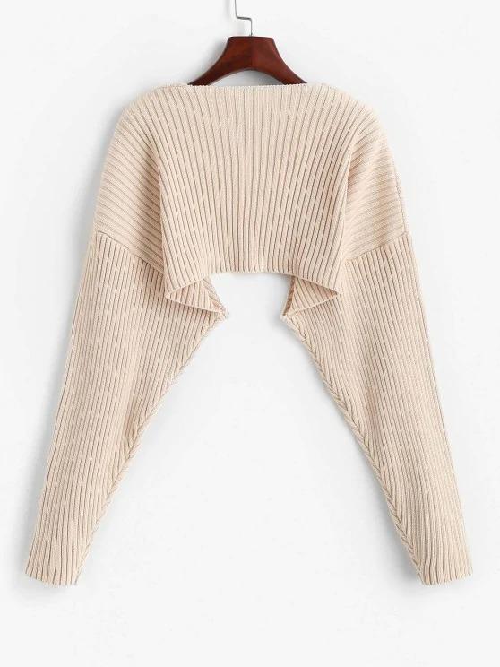 Solid Ribbed Shrug Cardiagn - INS | Online Fashion Free Shipping Clothing, Dresses, Tops, Shoes