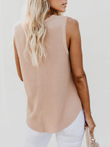 Solid Round Neck Sleeveless Top Vest - Tank Tops - INS | Online Fashion Free Shipping Clothing, Dresses, Tops, Shoes - 01/07/2021 - 10-20 - color-apricot