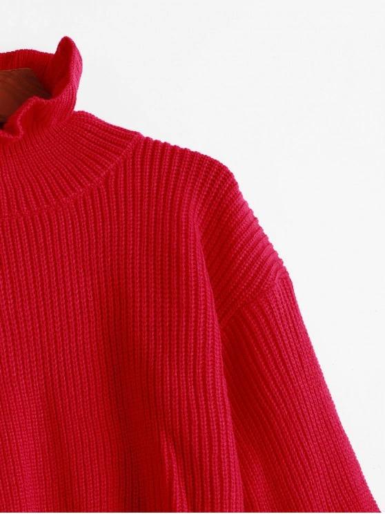 Solid Ruffled Pullover Sweater - INS | Online Fashion Free Shipping Clothing, Dresses, Tops, Shoes