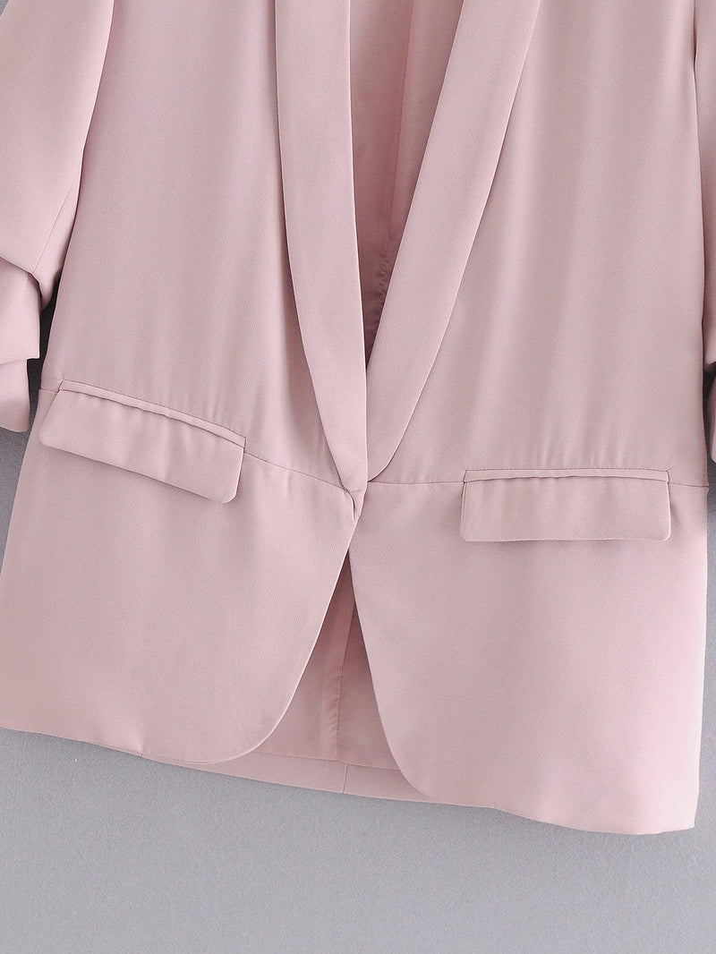 Solid Shawl Neck Flap Pocket Blazer - INS | Online Fashion Free Shipping Clothing, Dresses, Tops, Shoes