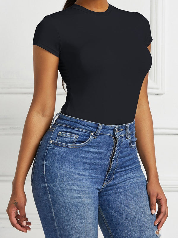 Solid Short Sleeve Round Neck Bottoming Shirt Bodysuits - Jumpsuits & Rompers - INS | Online Fashion Free Shipping Clothing, Dresses, Tops, Shoes - 10-20 - 24/06/2021 - Bottom