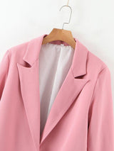 Solid Single Button Blazer - INS | Online Fashion Free Shipping Clothing, Dresses, Tops, Shoes