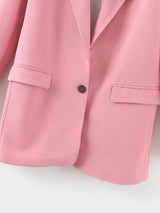 Solid Single Button Blazer - INS | Online Fashion Free Shipping Clothing, Dresses, Tops, Shoes