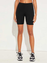 Solid Skinny Sports Biker Shorts - INS | Online Fashion Free Shipping Clothing, Dresses, Tops, Shoes