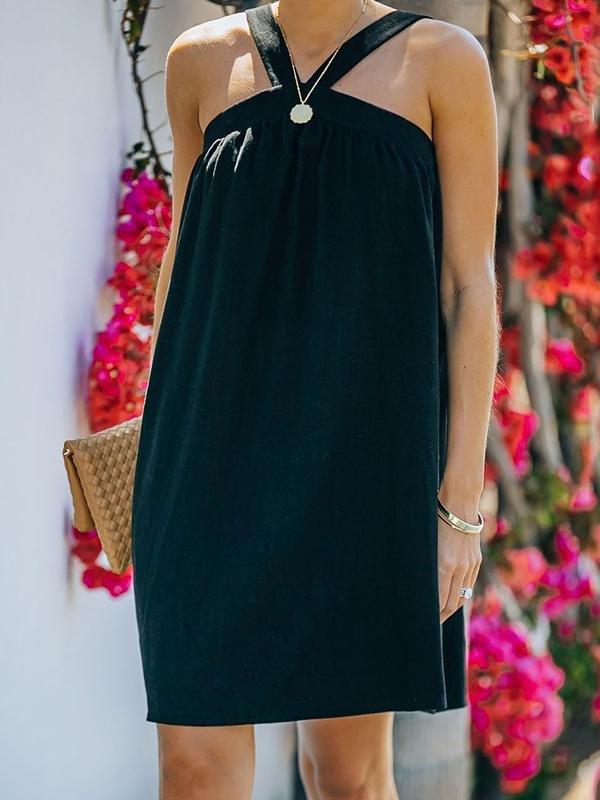 Solid Sleeveless Loose Dress - Mini Dresses - INS | Online Fashion Free Shipping Clothing, Dresses, Tops, Shoes - 20-30 - 29/06/2021 - color-black