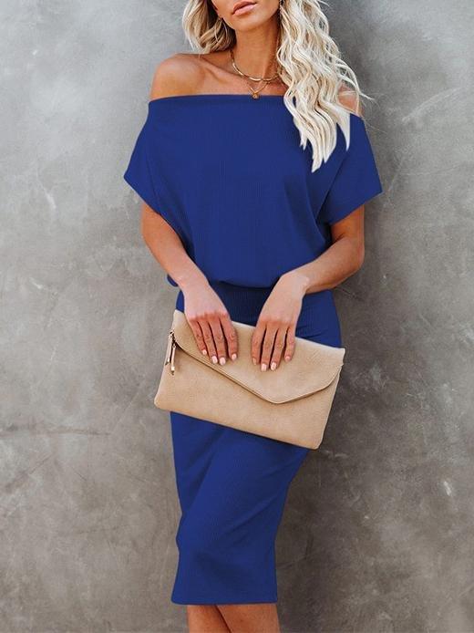 Solid Strapless High Waist Short Sleeve Hip Dress - Midi Dresses - INS | Online Fashion Free Shipping Clothing, Dresses, Tops, Shoes - 18/06/2021 - 20-30 - color-apricot