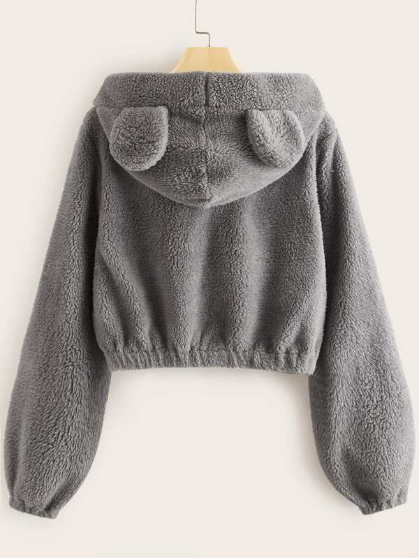 Solid Teddy Ear Hoodie - INS | Online Fashion Free Shipping Clothing, Dresses, Tops, Shoes